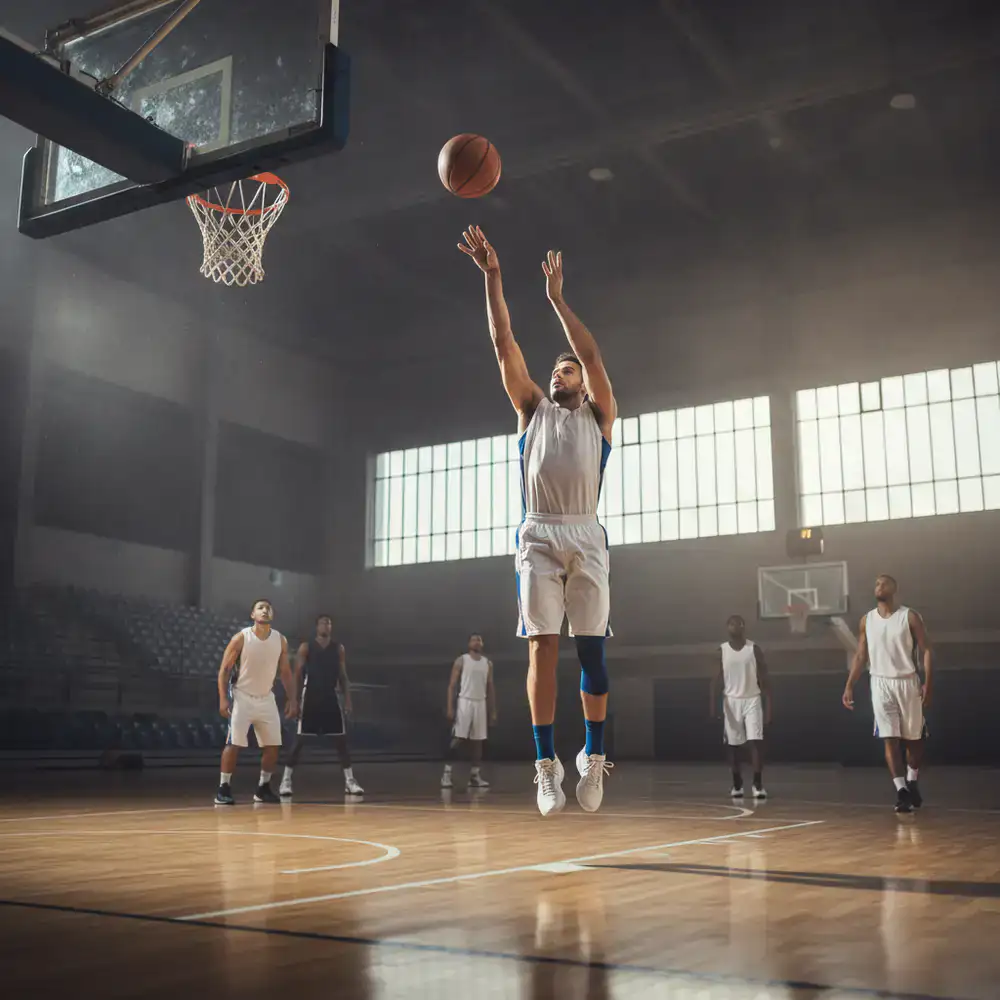 Basketball player shooting a jump shot