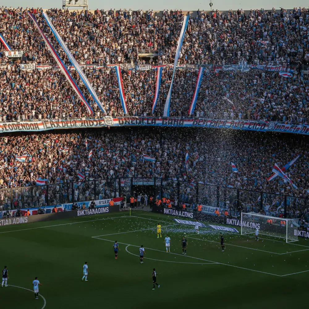 A full Argentine football stadium during an important match